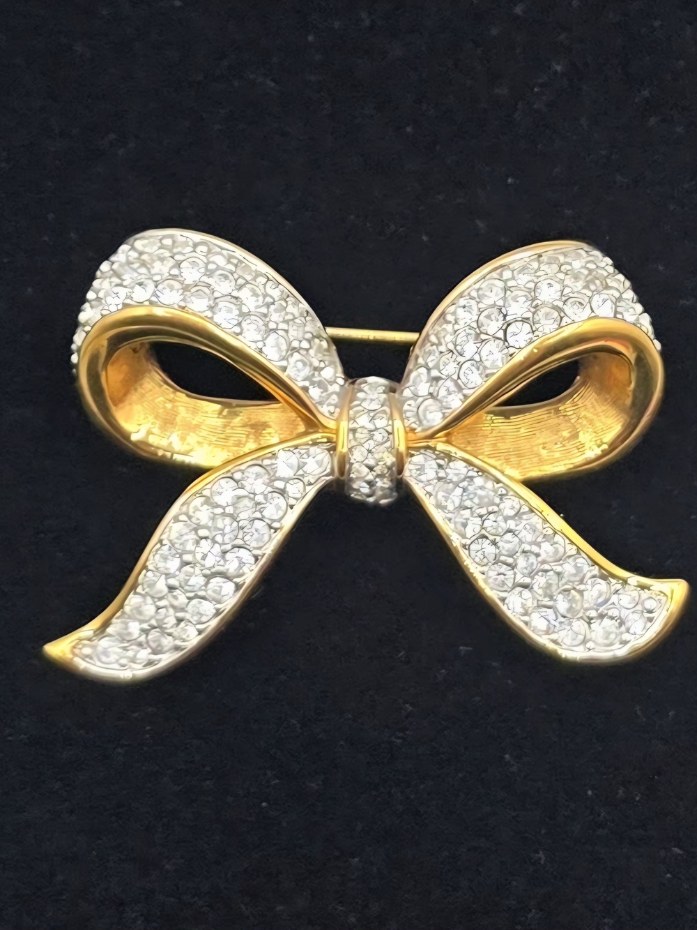 Swarovski Crystal Gold Bow Vintage Brooch